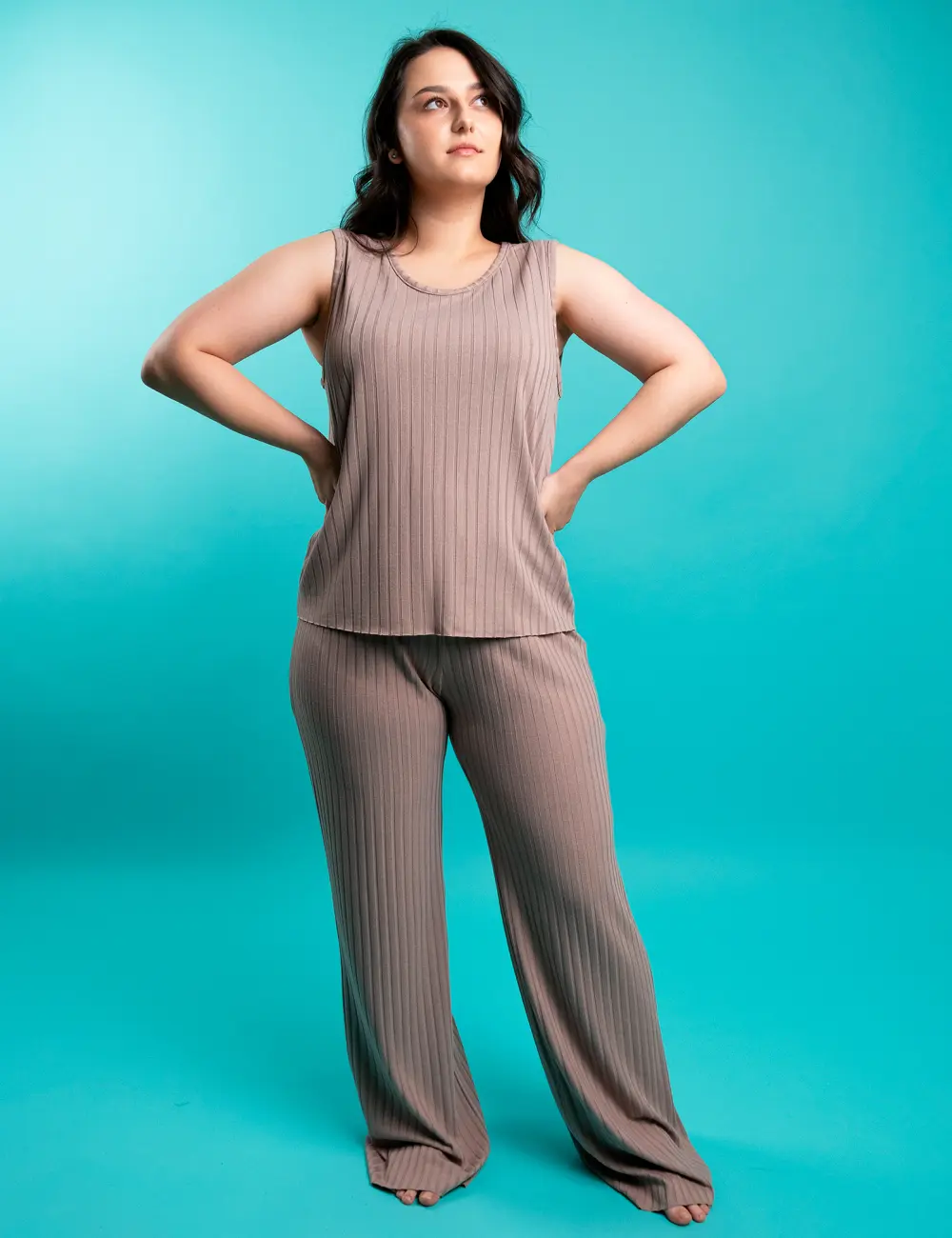 Bluzka na ramiączkach 670RW mokka