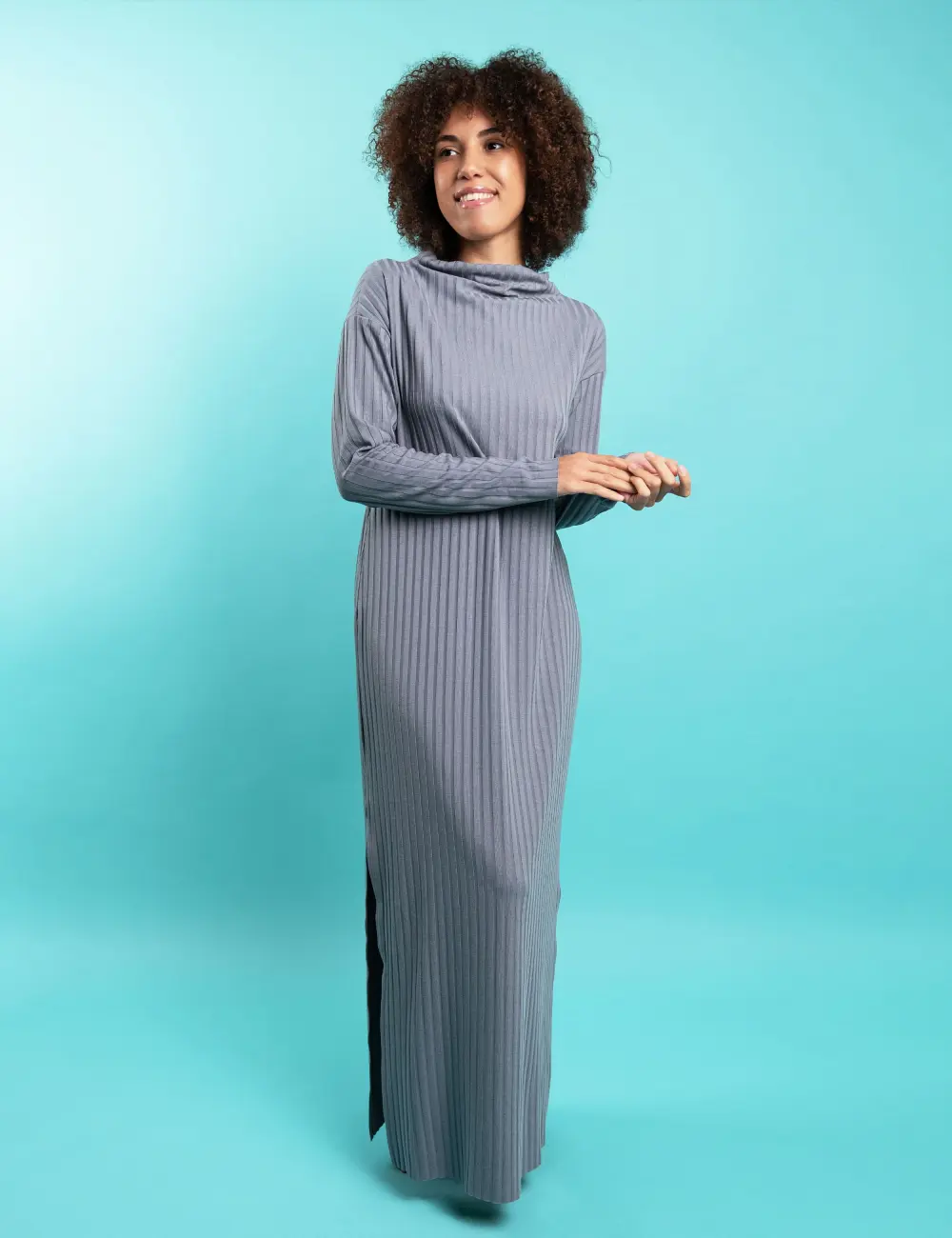 Sukienka z dzianiny 611RW szara